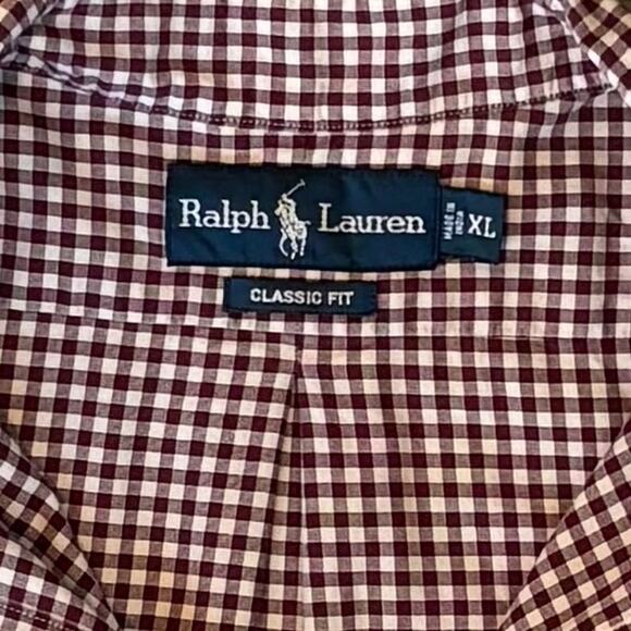 VTG Y2K Ralph Lauren Classic Fit Button Down Shirt Gingham Pony Logo Mens XL - Picture 3 of 7